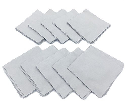 Lantee 100 Pcs Jewelry Cleaning Cloth Polishing Cloth for Sterling Silver Gold Platinum (Grey, 10cmx10cm)