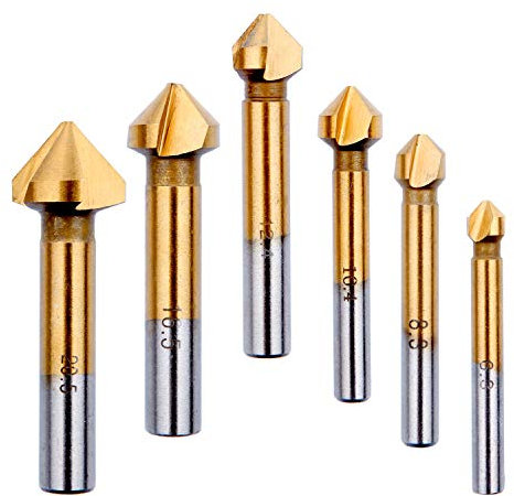 Senker Metall Kegelsenker Set für Holz 90° Senkbohrer HSS Mit Titan-Beschichtungen Ø 6,3-20,5 mm