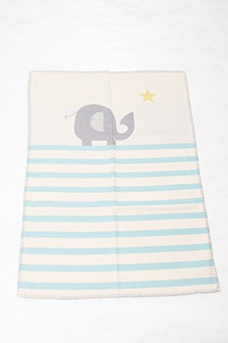 my-mosaik Fussenegger Baby-und Kinderdecke Elefant 75x100 cm 100% Baumwolle KBA (GOTS) mit Ihrem Wunschnamen Bestickt/personalisiert