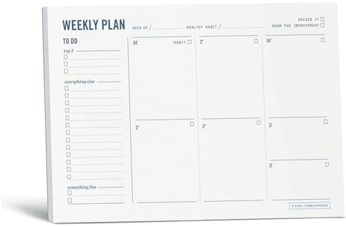 Weekly Planner Pad - Undated 6x9 Weekly To-Do List Notepad with Calendar and Task List, Perfect Desk Organizer for School & Work | 50 Tear Off Sheets