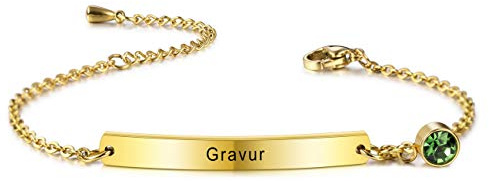 MeMeDIY Personalisiertes Armband Angepasste Gravur Name/Datum/Koordinaten für Frauen Freundin Beste Freundin Knöchelgelenk aus Edelstahl Geburtsstein Bar-Armband mit Verstellbarer Kette