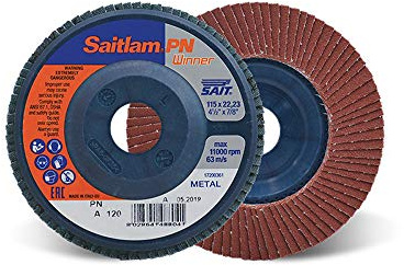 Sait 48833 Winner SAITLAM-PN A - Disco abrasivo lamellare, 115 mm x 22,23 mm, grana 80, Confezione da 10 pezzi