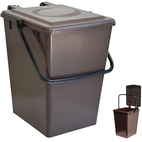 Tomaino Poubelle de cuisine pour recyclage humide, verre, papier (marorne, 10 lt)