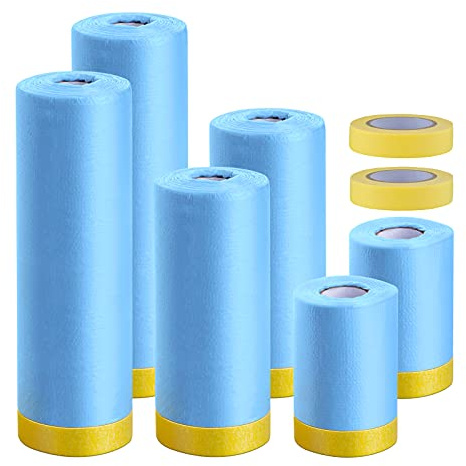 MyLifeUNIT Tape and Drape, 6 Pack Masking Paper with Tape for Automotive Painting