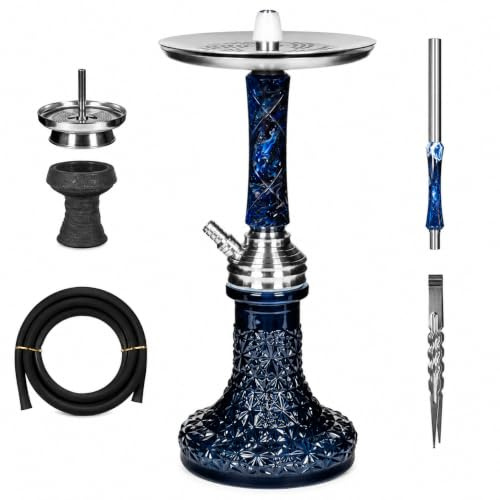 ShishaMe Secret - Juego completo de cachimba epoxi de acero inoxidable con sistema especial de descarga, incluye manguera de 150 cm con boquilla de epoxi y muchos accesorios