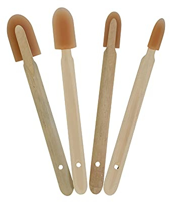 JMIBASIC Grout Caulk Finishing Tool - Assorted 4 Size Sets - Smooth Grout Sealant Silicone Caulking Tool - Rubber Spatula Spreader - Grout Sealer Applicator - Ergonomic Handle Grip (Wood)