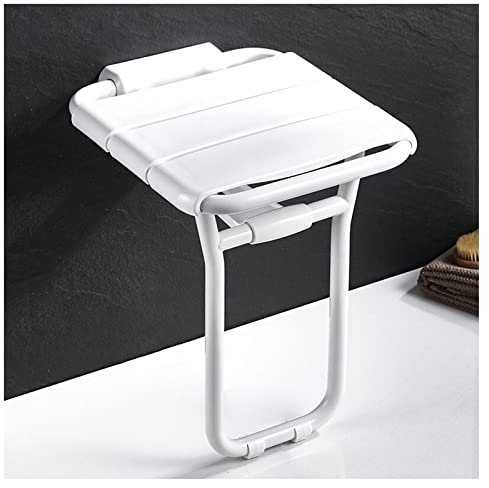 Siège de Douche Rabattable Mural, Tabouret de Douche Pliable Mural, Blanc Chaise de Douche, Antiderapant Tabouret Pliant pour Salle de Bain, Banc de Douche, avec Barres D'appui ou Pieds D'a(Color:UNE)