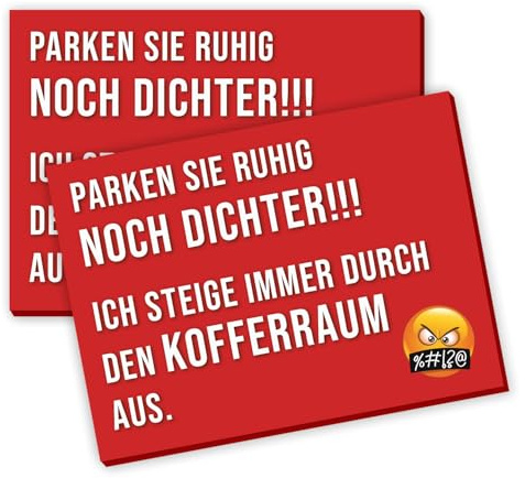 easydruck24de 2 Blöcke Haftpapier Parken Sie dichter! rot DIN A7 - kfz677 | 50 Blatt pro Block, witterungsbeständig, Strafzettel für Falschparker, ablösbarer Kleber
