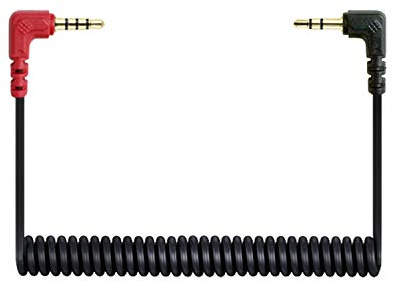 Alphatec Replacement Coiled SC7 Cable 3.5mm TRRS to TRS Microphone Cable - Microphone, Audion & Lavalier to Smartphone Wire for RODE VideoMicro VideoMic Go BOYA 80cm