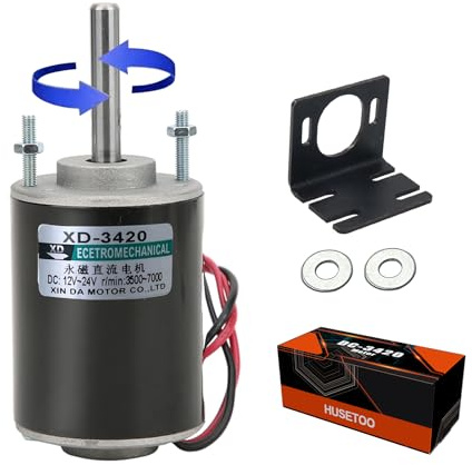 Moteur à courant continu à couple élevé 12 V/24 V Moteur à aimant permanent Mini DC Moteur de générateur DIY 30W CW/CCW 3500/7000RPM avec Moun