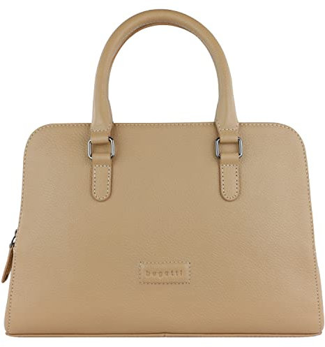 bugatti Elsa Damentasche aus Leder, edle und moderne Handtasche für Damen in sand