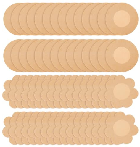 Nipple Covers Disposable Nipple Stickers Self Adhesive Invisible Nipple Flower Round Shape Nipple Pasties for Women Girls(Skin)
