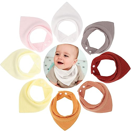 DRESHOW Babyhaklappar Babybandana Superabsorberande Dregelhaklappar för Unisex Pojkar Flickor 100% Bomull för Tänder och Dregel
