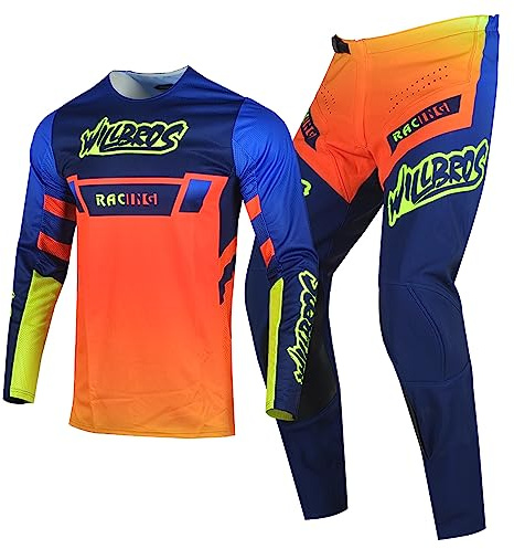 Willbros Pantaloni in Maglia Completo Motocross Enduro Abbigliamento Moto Fuoristrada Cross MX BMX MTB Unisex Adulto