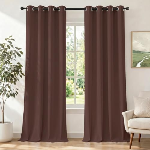 Ystyle Gardinen mit Ösen 2er Set, H300 x B140 cm, Graurosa | Wasserabweisend Gardinen Wohnzimmer Modern, Thermovorhang Hitzeschutz Kälteschutz, Verdunklungsvorhänge per Soggiorno
