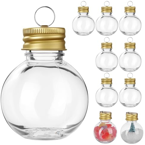 VOSAREA 10 Stück Weihnachtskugeln zum Befüllen für Likör - 50ml Weihnachten Booze Balls Kunststoff Befüllbare Schnaps Weihnachtskugel Flasche Anhänger für Weihnachtsbaum