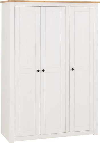 Seconique Panama 3 Door Wardrobe in White/Natural Wax