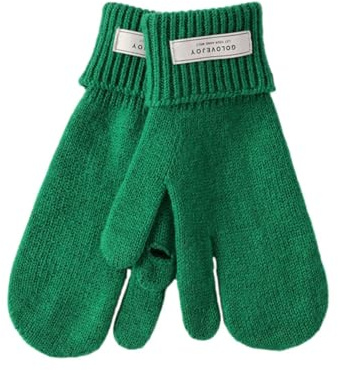 Damen-Wollhandschuhe Wolle und Samt verdickt winddicht Fingerleckage Touchscreen warme Strickhandschuhe grün Einheitsgröße