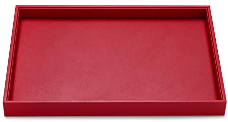 Papten Schmucktablett stapelbar aus Leder, Schmuckaufbewahrung Schublade Schmuckeinsatz Organizer Schmuck Display, 35x24x3cm (Weinrot)