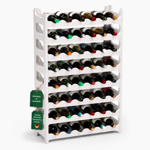 ARTECSIS Casier à Bouteilles pour 48 Bouteilles, Étagère à Vin, Range Bouteille en Plastique Blanc