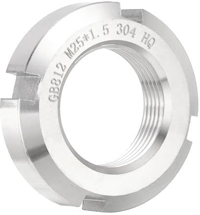 QUARKZMAN M25 x 1.5mm - 1pz Fissaggio Dadi Tondi Scanalati Quattro Scanalature - Dado Bloccaggio Tondo Acciaio Inossidabile 304 per Vari Cuscinetti Volventi, Settore Industriale, Argento.