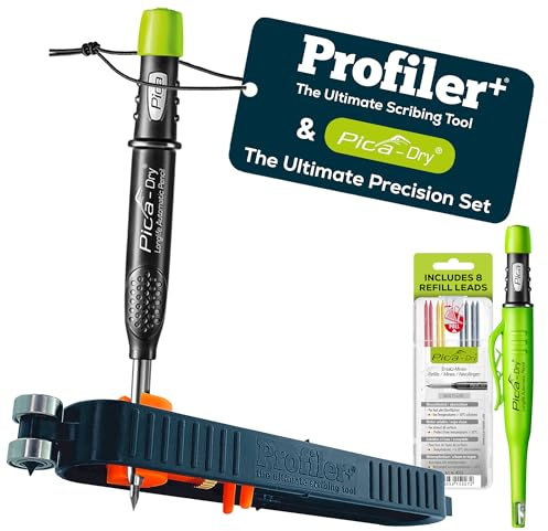 Profiler+ Multifunction Scribing Tool - Pica-Dry Long-life Automatic Pencil & 8 Multi-Use Refill Leads, The Ultimate Precision Set Official Brand Collaboration for Accurate Scribing and Marking