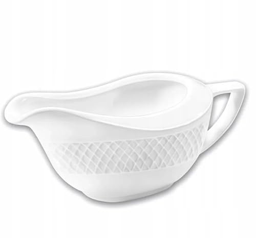 Wilmax - Saucière en porcelaine - 230 ml - Blanc - Saucière avec anse - pour sauces, vinaigrettes, crème, bouillon de lait - Pot à lait avec bec verseur
