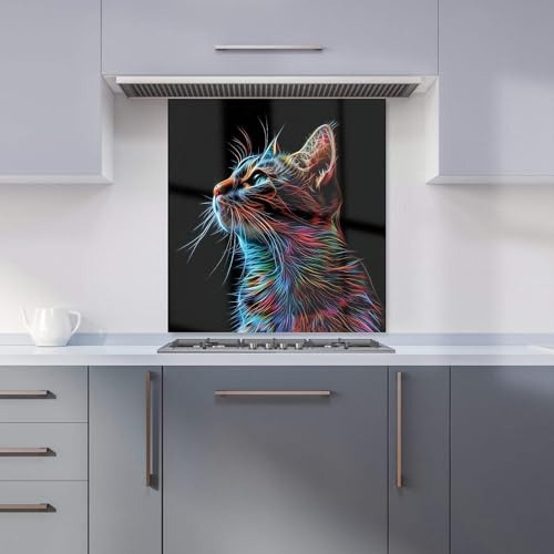 Warren Reed - Designer Premium Electric Cat Whiskers Kitchen Splashback 6mm Toughened Glass Kitchen Splashback – Heat Resistant Splashback for Kitchens, Perfect for Cookers and Hobs, Polished Edges
