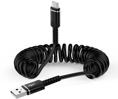 USB C Spiralkabel [0.4-1.8m], USB auf USB C Ladekabel Schnellladekabel | Datenkabel Handyladekabel Android Auto Kabel für Samsung Galaxy S26 S25 ultra S24 S23 S22 A57 A37 A17 A56 A55 A53 iPhone 17