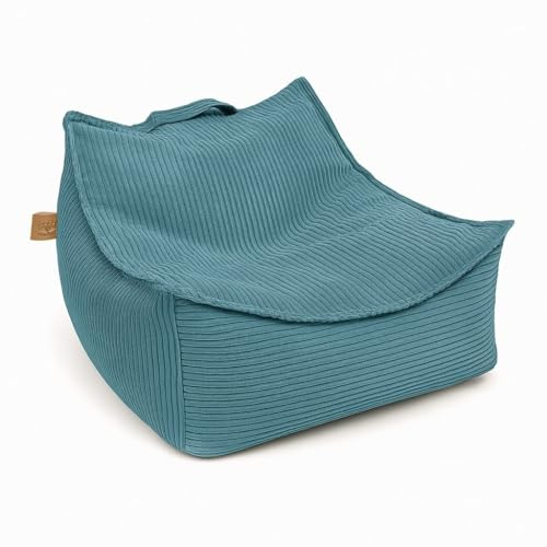 MEOWBABY Puff Cuadrado para Niños, Beanbag, Estética Pana, Turquesa