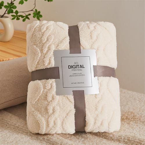 Chickwin Coperta Pile Matrimoniale Singolo Invernale Morbida Calda Coperta in Flanella Classico Coperta Plaid Coperta Letto per Viaggi, Sedia, Auto, Divano, Camera da Letto (70x100cm,Bianco)