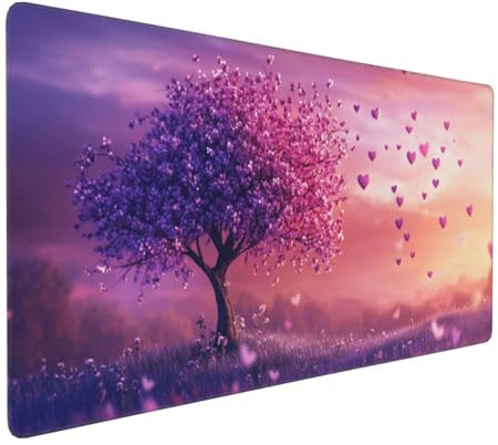 Gaming Mauspad XXL Baum Mousepad 1000x500x4mm Liebe Verlängertes Mauspad Schreibtischauflage,Genähte Kanten Mauspad,Verbessert Präzision und Geschwindigkeit Wasserdicht Geeignet für Büro und Spiele