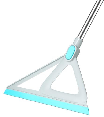XXFLOWER Multifunction Magic Broom Sweeper,Silicone Broom for Indoor with 140cm Long Handle for Wet Room,Shower,Bathroom,Glass,Pet Hair Removal (Gray Blue)