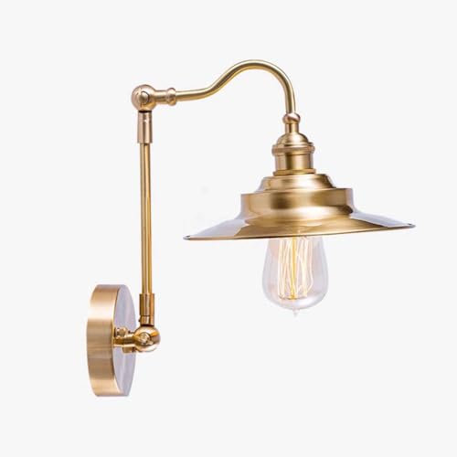 AoLa Messing Wandleuchte Einstellbar Vintage Wandlampe E27 Innen Industrial Retro Nachttischlampe Schlafzimmer Bettlampe Antik Dekorativ Wand Lampe für Loft Restaurant Bar Hotel Cafe