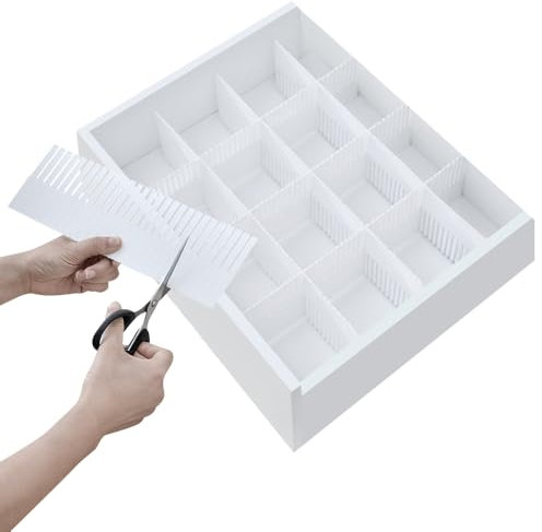 MUWINC Bianco Divisori per Cassetti Biancheria - 5 Pezzi Organizer Cassetti Bagno Intimo Cucina, Regolabile e Riutilizzabile (38 X 11cm)