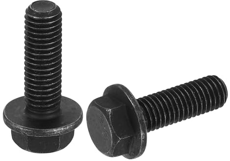 sourcing map Sechskantschrauben, M10-1,5 x 30 mm, metrischer Flansch, Vollgewinde, DIN 6921, Flanschschrauben, Sechskantschrauben, Karbonstahl, schwarz oxidiert, 10 Stück