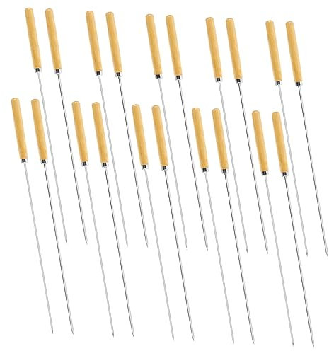 Toddmomy Set de Brochettes à Griller en Acier Inoxydable Argenté Forme Ronde et Plate pour Activités Barbecue Sécurisées et Préparation de Kebabs