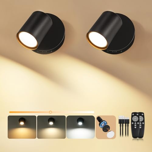 Dehobo - Luci da parete ricaricabili per interni, applique a batteria con telecomando, 3 temperature di colore, luci spot per immagini adesive per la decorazione della casa, lampade wireless per la
