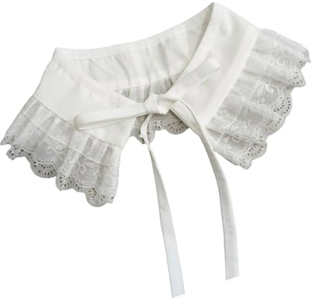 UncleS Sciarpa A Scialle Con Collo Falso Staccabile Leggera Da Donna Elegante A Strati Con Scollo In Pizzo Arricciato Cravatta A Fiocco Cravatta A Farfalla Mantella In Pizzo A Strati