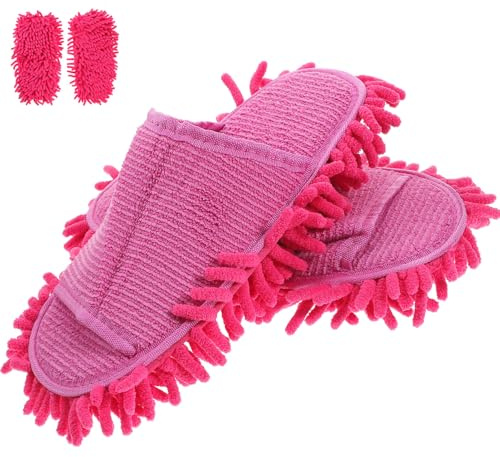 Mikikit Pantoufles Ouverts Pour Balai Franges Semelles Nettoyage Poussière Ouverts Franges Nettoyage