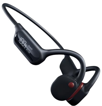 FOGOIN Cranovib V2 Knochenschall-Kopfhörer, IPX8 Wasserdicht Schwimmkopfhörer mit 32GB Speicher, 10 Std. Akku, Bluetooth Knochenleitung Kopfhörer für Sport, Büro & Alltag (schwarz)