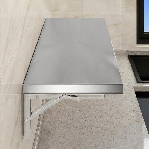 Generisch Klappbarer Wandtisch, Klapptisch Wand Esstisch Edelstahl, Wandklapptisch Für Kleine Räume, Schwimmender Schreibtisch, Faltbarer Küchentisch(80x40cm/32x16in)