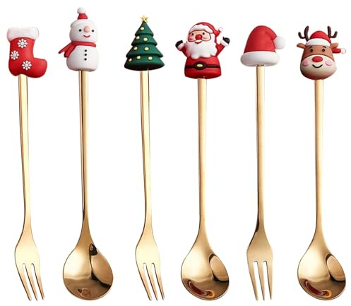 Petites Cuillères À Dessert | 1 Ensemble Acier Inoxydable Fourchettes pour Café et Dessert - Fourchettes pour le Dîner de Noël - pour la Crème Glacée, le Fruit, le Thé, la Maison, la Fête de Vacances,