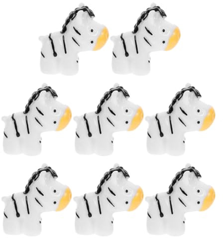 KOMBIUDA 8pcs Mini Zebra Figurines Resin Animal Figures Miniature Zebra Ornaments for DIY Fairy Garden Table Decor and Succulent Plant Accessories