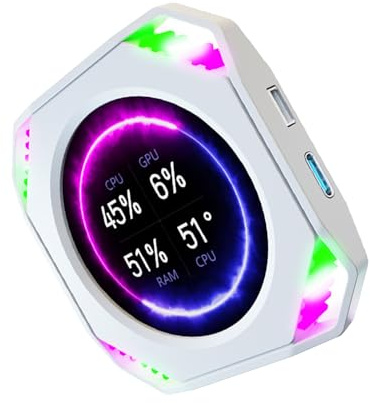Itkcozcg Compatto PC Case Schermo secondario Display 2.1 In GPU CPU Temperatura Monitor USB C Plug and Play per gli appassionati Display di raffreddamento ad acqua