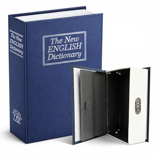 Secret Book Safe with 3-Digit Combination Lock – Hidden Dictionary Diversion Safe, Portable Lock Box for Cash, Jewellery, Passport & Valuables
