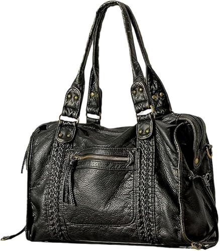 Generisch Vintage City Bag Damen – PU Ledertasche Handtasche Groß Shopper Tasche Vintage Y2K Sommer Hobo Schulter Arbeitstaschen
