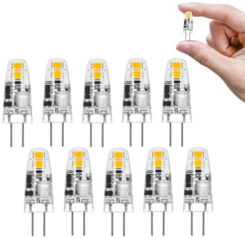 I-SHUNFA G4 Led Lampen Natürliches Weiß 4000K 1.2W 12V 120lm LED Birnen | Ersatz für 10W-15W Halogenlampen, Nicht Dimmbar, Klein LED Glühbirnen für Dunstabzugshaube, Küche (10er Pack)