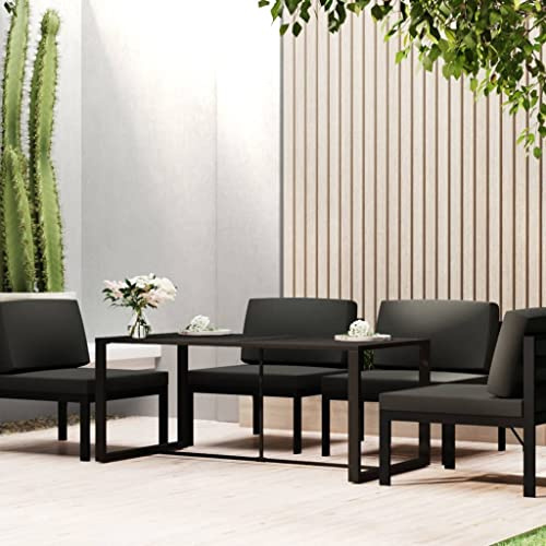 Tonture Garten-Esstisch Anthrazit aus Aluminium 120x60x66 cm wetterfest platzsparend Outdoor für Balkon Terrasse Veranda mit robuster pulverbeschichteter Oberfläche