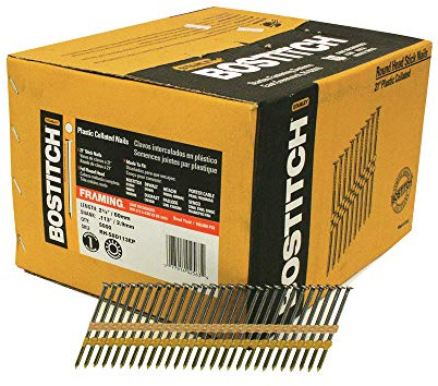 BOSTITCH Framing Nails, Round Head, 2-3/8-Inch x .113-Inch by 21 Degree Plastic Collated, 5,000-Pack (RH-S8D113EP)